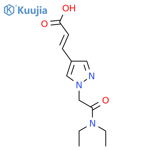 (2E)-3-{1-[(diethylcarbamoyl)methyl]-1H-pyrazol-4-yl}prop-2-enoic acid structure