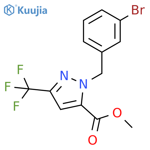 1H-Pyrazole-5-carboxylic acid, 1-[(3-bromophenyl)methyl]-3-(trifluoromethyl)-, methyl ester structure