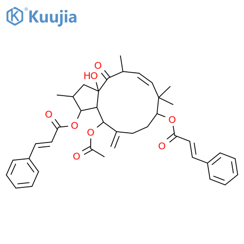 3,5,9,15-Tetrahydroxy-6(17),11-jatrophadien-14-one; (3β,5α,9β,11E,15β)-form, 3,9-Di-E-cinnamoyl, 5-Ac structure