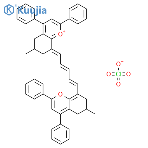 8-[5-(6,7-dihydro-6-methyl-2,4-diphenyl-5H-1-benzopyran-8-yl)penta-2,4-dienylidene]-5,6,7,8-tetrahydro-6-methyl-2,4-diphenyl-1-benzopyrylium perchlorate structure