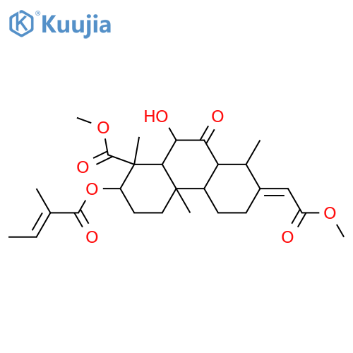3,7-Dihydroxy-6-oxo-13(15)-cassene-16,19-dioic acid; (3β,7β,13(15)E)-form, 7-Ketone, 6α-alcohol, 3-tigloyl, di-Me ester structure