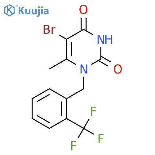5-Bromo-6-methyl-1-{[2-(trifluoromethyl)phenyl]methyl}-1,2,3,4-tetrahydropyrimidine-2,4-dione structure