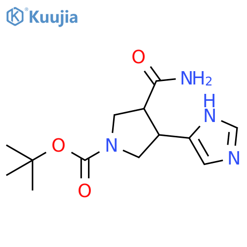 tert-butyl 3-carbamoyl-4-(1H-imidazol-4-yl)pyrrolidine-1-carboxylate structure