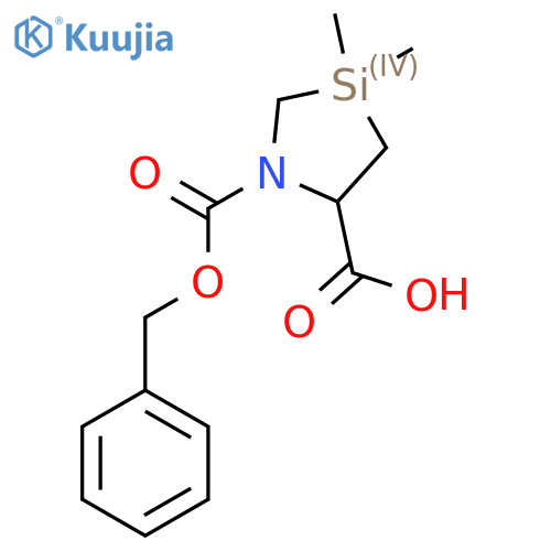 1-(benzyloxy)carbonyl-3,3-dimethyl-1,3-azasilolidine-5-carboxylic acid structure