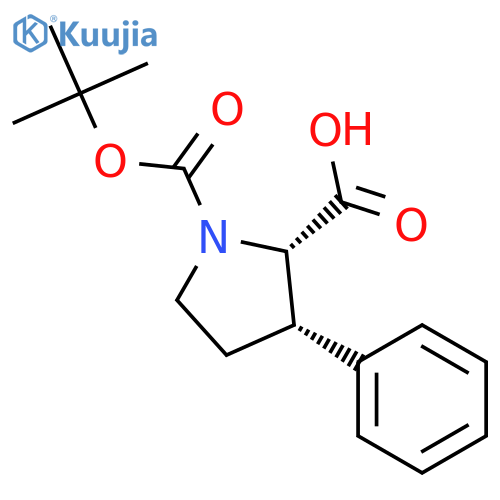 cis-1-tert-butoxycarbonyl-3-phenyl-pyrrolidine-2-carboxylic acid structure