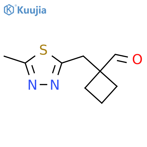 1-(5-methyl-1,3,4-thiadiazol-2-yl)methylcyclobutane-1-carbaldehyde structure