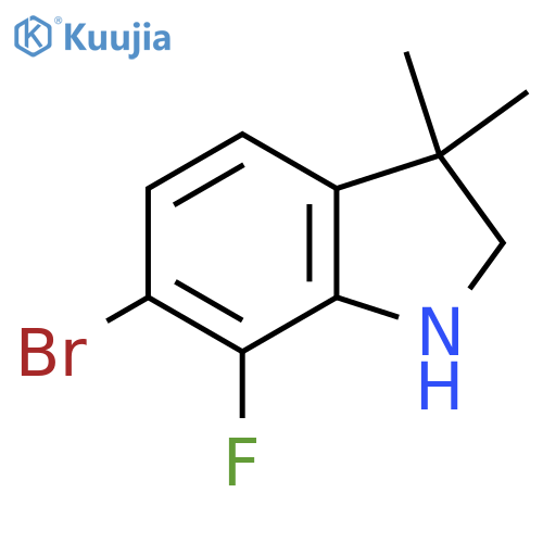 6-bromo-7-fluoro-3,3-dimethyl-2,3-dihydro-1H-indole structure