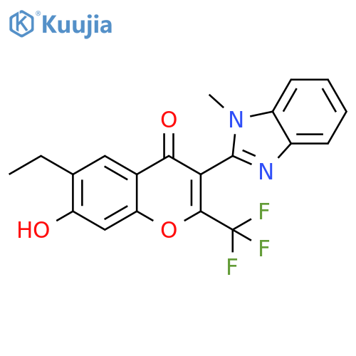 6-ethyl-7-hydroxy-3-(1-methyl-1H-1,3-benzodiazol-2-yl)-2-(trifluoromethyl)-4H-chromen-4-one structure