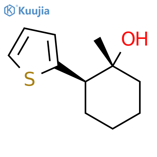 rac-(1R,2R)-1-methyl-2-(thiophen-2-yl)cyclohexan-1-ol structure