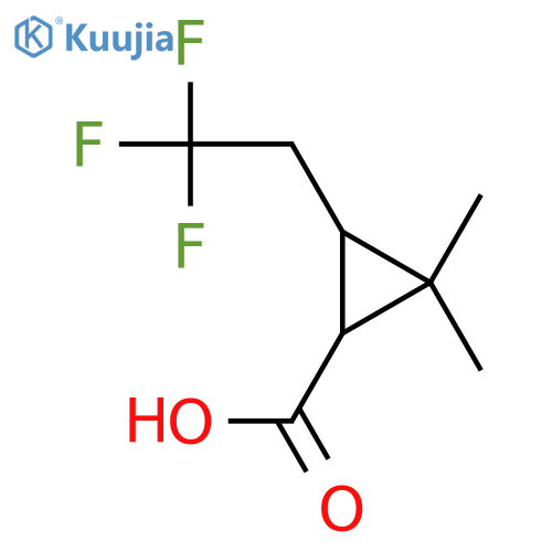 2,2-dimethyl-3-(2,2,2-trifluoroethyl)cyclopropane-1-carboxylic acid structure