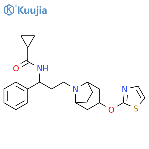 N-{1-phenyl-3-[3-(1,3-thiazol-2-yloxy)-8-azabicyclo[3.2.1]octan-8-yl]propyl}cyclopropanecarboxamide structure