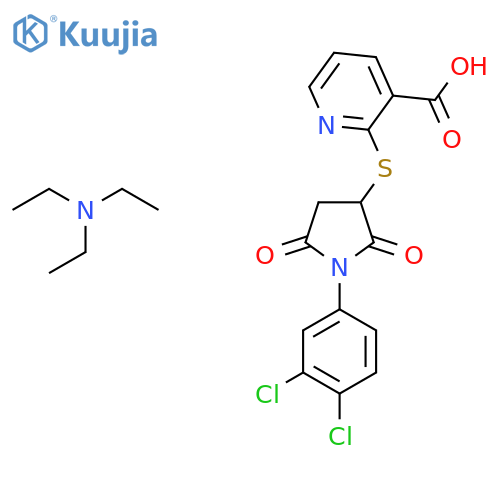 2-{[1-(3,4-Dichlorophenyl)-2,5-dioxopyrrolidin-3-yl]thio}nicotinic acid, Triethylamine (1:1) structure