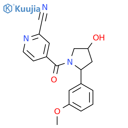 4-[4-Hydroxy-2-(3-methoxyphenyl)pyrrolidine-1-carbonyl]pyridine-2-carbonitrile structure
