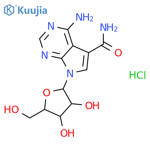 4-amino-7-[3,4-dihydroxy-5-(hydroxymethyl)oxolan-2-yl]pyrrolo[2,3-d]pyrimidine-5-carboxamide;hydrochloride structure