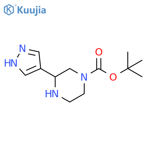 1-Piperazinecarboxylic acid, 3-(1H-pyrazol-4-yl)-, 1,1-dimethylethyl ester structure