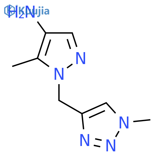 5-methyl-1-(1-methyl-1H-1,2,3-triazol-4-yl)methyl-1H-pyrazol-4-amine structure