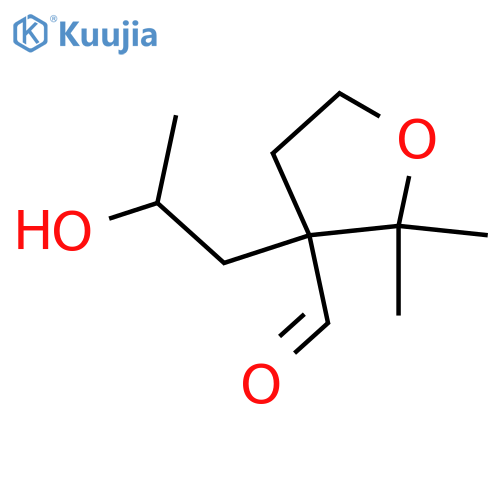 3-(2-hydroxypropyl)-2,2-dimethyloxolane-3-carbaldehyde structure