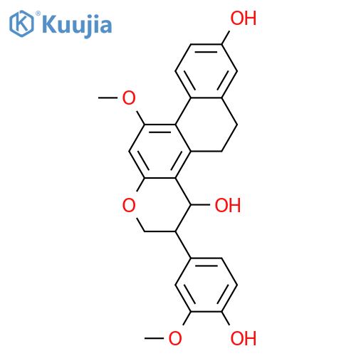 2H-Phenanthro[2,1-b]pyran-4,8-diol, 3,4,5,6-tetrahydro-3-(4-hydroxy-3-methoxyphenyl)-11-methoxy-, (3S,4S)-rel-(-)- structure