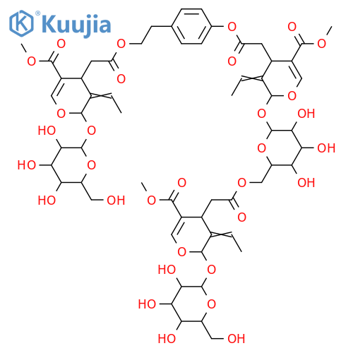 2H-Pyran-4-acetic acid, 3-ethylidene-2-[[6-O-[[(2S,3E,4S)-3-ethylidene-2-(β-D-glucopyranosyloxy)-3,4-dihydro-5-(methoxycarbonyl)-2H-pyran-4-yl]acetyl]-β-D-glucopyranosyl]oxy]-3,4-dihydro-5-(methoxycarbonyl)-, 4-[2-[[[(2S,3E,4S)-3-ethylidene-2-(β-D-glucopyranosyloxy)-3,4-dihydro-5-(methoxycarbonyl)-2... structure