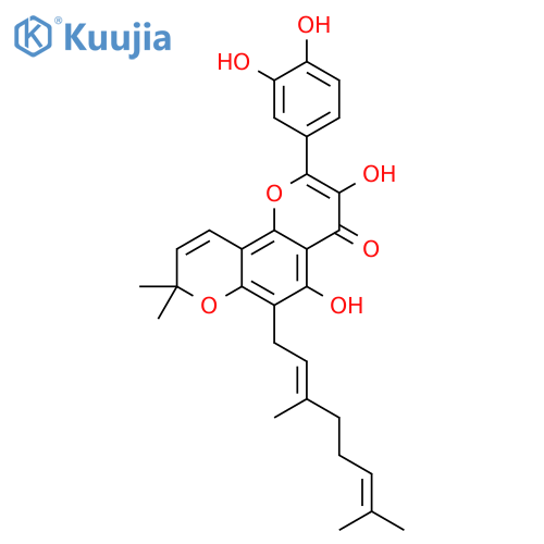 4H,8H-Benzo[1,2-b:3,4-b']dipyran-4-one, 2-(3,4-dihydroxyphenyl)-6-[(2E)-3,7-dimethyl-2,6-octadienyl]-3,5-dihydroxy-8,8-dimethyl- (9CI) structure