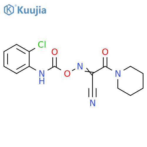 Piperidine,1-[[[[[(2-chlorophenyl)amino]carbonyl]oxy]imino]cyanoacetyl]- structure