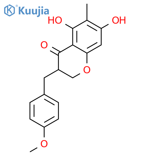5,7-dihydroxy-3-(4-methoxybenzyl)-6-methyl-chroman-4-one structure