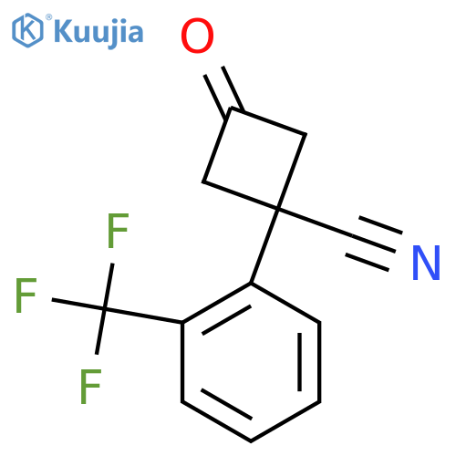 3-oxo-1-2-(trifluoromethyl)phenylcyclobutane-1-carbonitrile structure