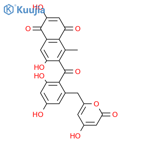 6-[2,4-Dihydroxy-6-[(4-hydroxy-2-oxo-2H-pyran-6-yl)methyl]benzoyl]-2,7-dihydroxy-5-methyl-1,4-naphthalenedione structure