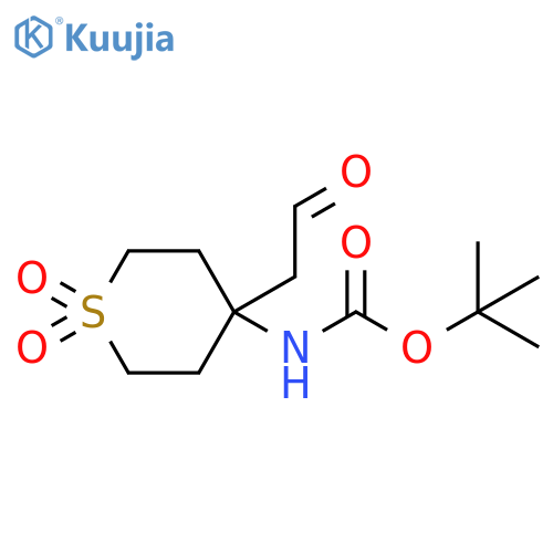 tert-butyl N-[1,1-dioxo-4-(2-oxoethyl)-1lambda6-thian-4-yl]carbamate structure