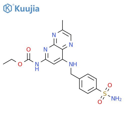 ethyl {3-methyl-8-[(4-sulfamoylbenzyl)amino]pyrido[2,3-b]pyrazin-6-yl}carbamate structure
