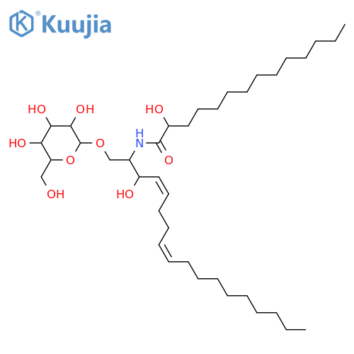 2-Amino-4,8-octadecadiene-1,3-diol; (2S,3R,4E,8E)-form, N-(2R-Hydroxytetradecanoyl), 1-O-β-D-glucopyranoside structure