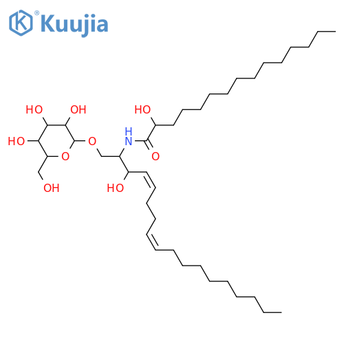 2-Amino-4,8-octadecadiene-1,3-diol; (2S,3R,4E,8E)-form, N-(2R-Hydroxypentadecanoyl), 1-O-β-D-glucopyranoside structure