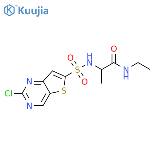 2-[[(2-Chlorothieno[3,2-d]pyrimidin-6-yl)sulfonyl]amino]-N-ethylpropanamide structure