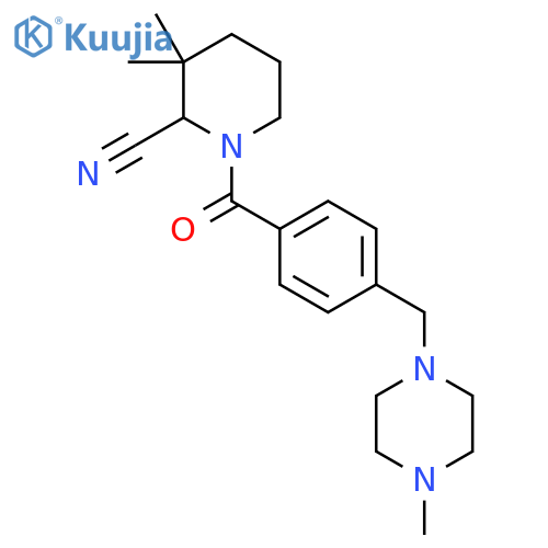3,3-Dimethyl-1-[4-[(4-methylpiperazin-1-yl)methyl]benzoyl]piperidine-2-carbonitrile structure