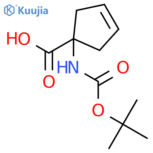 1-(tert-butoxycarbonylamino)cyclopent-3-ene-1-carboxylic acid structure