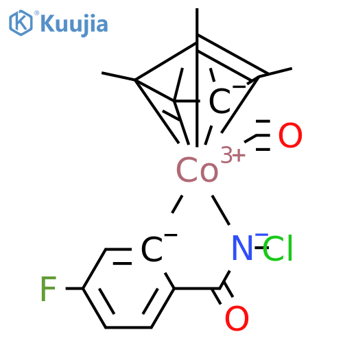 Carbonyl[N-chloro-4-fluorobenzamidato(2-)-κC2,κN1][(1,2,3,4,5-η)-1,2,3,4,5-pentamethyl-2,4-cyclopentadien-1-yl]cobalt structure