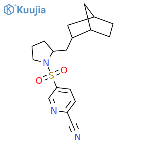 5-[2-(2-Bicyclo[2.2.1]heptanylmethyl)pyrrolidin-1-yl]sulfonylpyridine-2-carbonitrile structure