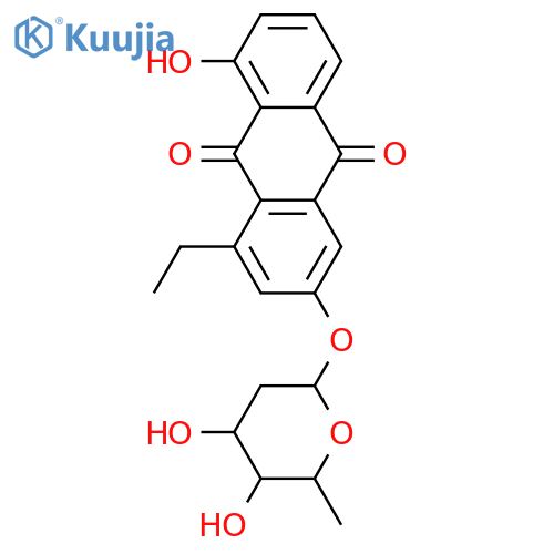 9,10-Anthracenedione, 3-[(2,6-dideoxy-β-D-arabino-hexopyranosyl)oxy]-1-ethyl-8-hydroxy- structure