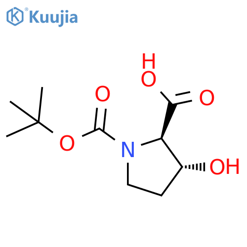 trans-1-tert-butoxycarbonyl-3-hydroxy-pyrrolidine-2-carboxylic acid structure