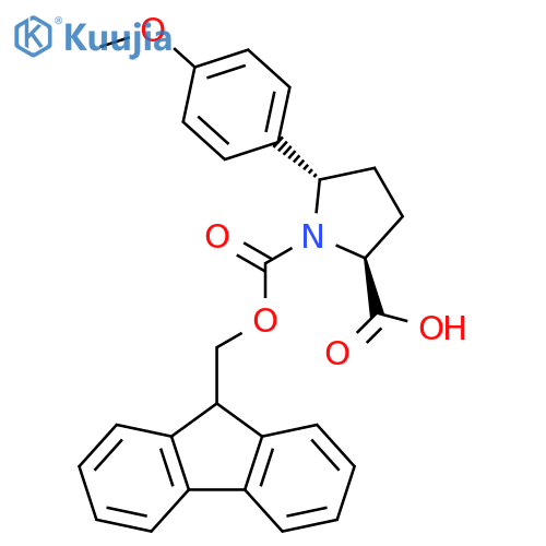 (2S,5S)-1-{(9H-fluoren-9-yl)methoxycarbonyl}-5-(4-methoxyphenyl)pyrrolidine-2-carboxylic acid structure