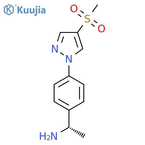 (1S)-1-4-(4-methanesulfonyl-1H-pyrazol-1-yl)phenylethan-1-amine structure