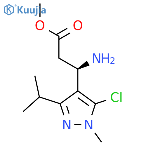 methyl (3R)-3-amino-3-5-chloro-1-methyl-3-(propan-2-yl)-1H-pyrazol-4-ylpropanoate structure