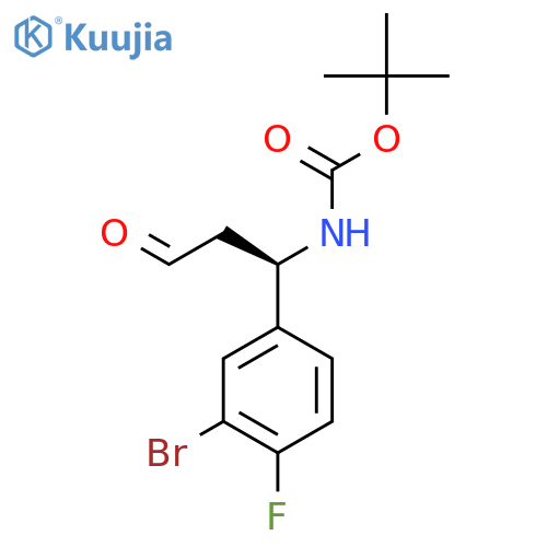 tert-butyl N-(1R)-1-(3-bromo-4-fluorophenyl)-3-oxopropylcarbamate structure