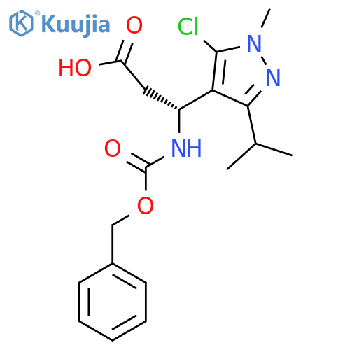 (3R)-3-{(benzyloxy)carbonylamino}-3-5-chloro-1-methyl-3-(propan-2-yl)-1H-pyrazol-4-ylpropanoic acid structure