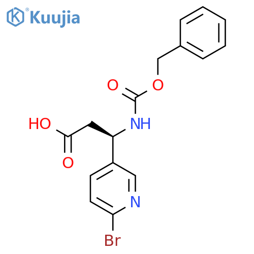 (3R)-3-{(benzyloxy)carbonylamino}-3-(6-bromopyridin-3-yl)propanoic acid structure
