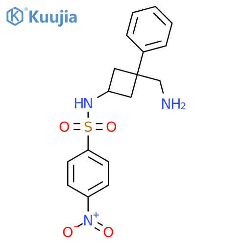 4-nitro-N-[(1r,3r)-3-(aminomethyl)-3-phenylcyclobutyl]benzene-1-sulfonamide structure