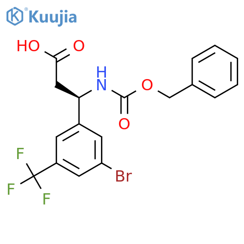 (3R)-3-{(benzyloxy)carbonylamino}-3-3-bromo-5-(trifluoromethyl)phenylpropanoic acid structure