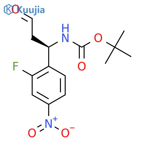 tert-butyl N-(1R)-1-(2-fluoro-4-nitrophenyl)-3-oxopropylcarbamate structure