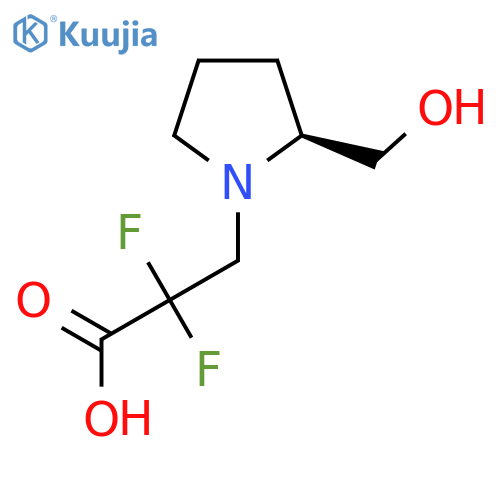 2,2-difluoro-3-[(2S)-2-(hydroxymethyl)pyrrolidin-1-yl]propanoic acid structure