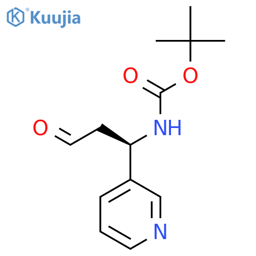 tert-butyl N-(1R)-3-oxo-1-(pyridin-3-yl)propylcarbamate structure